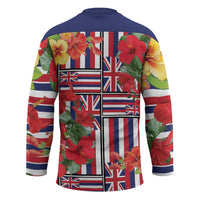 Hawaii Hibiscus Lei Hockey Jersey Hawaiian Flag Motif