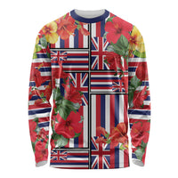 Hawaii Hibiscus Lei Long Sleeve Shirt Hawaiian Flag Motif