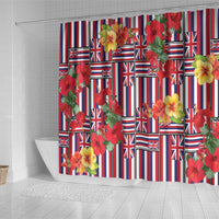 Hawaii Hibiscus Lei Shower Curtain Hawaiian Flag Motif