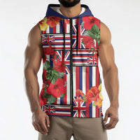 Hawaii Hibiscus Lei Sleeveless Zip Hoodie Hawaiian Flag Motif