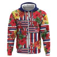 Hawaii Hibiscus Lei Zip Hoodie Hawaiian Flag Motif