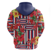 Hawaii Hibiscus Lei Zip Hoodie Hawaiian Flag Motif