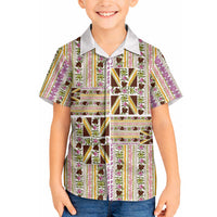 Hawaii Lokelani Pikake Lei Hawaiian Shirt Hawaiian Flag Motif LT9 - Polynesian Pride