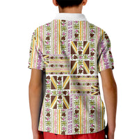 Hawaii Lokelani Pikake Lei Kid Polo Shirt Hawaiian Flag Motif