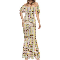 Hawaii Lokelani Pikake Lei Mermaid Dress Hawaiian Flag Motif