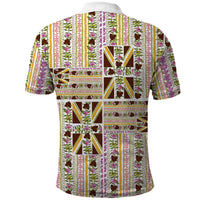 Hawaii Lokelani Pikake Lei Polo Shirt Hawaiian Flag Motif LT9 - Polynesian Pride