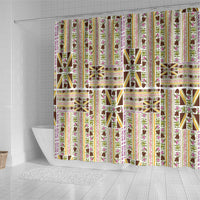 Hawaii Lokelani Pikake Lei Shower Curtain Hawaiian Flag Motif