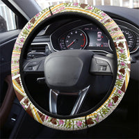 Hawaii Lokelani Pikake Lei Steering Wheel Cover Hawaiian Flag Motif