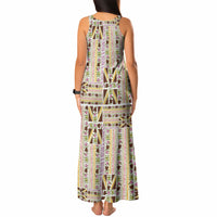 Hawaii Lokelani Pikake Lei Tank Maxi Dress Hawaiian Flag Motif LT9 - Polynesian Pride