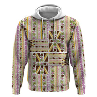 Hawaii Lokelani Pikake Lei Zip Hoodie Hawaiian Flag Motif