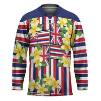 Hawaii Plumeria Lei Hockey Jersey Hawaiian Flag Motif LT9 Unisex Red - Polynesian Pride