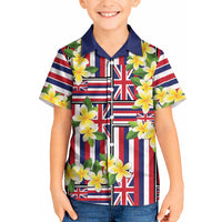 Hawaii Plumeria Lei Kid Hawaiian Shirt Hawaiian Flag Motif LT9 Kid Red - Polynesian Pride