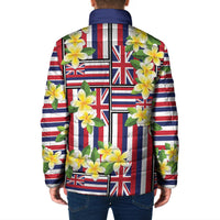 Hawaii Plumeria Lei Padded Jacket Hawaiian Flag Motif