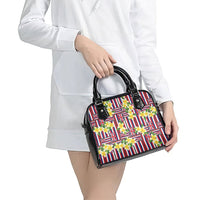 Hawaii Plumeria Lei Shoulder Handbag Hawaiian Flag Motif