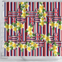 Hawaii Plumeria Lei Shower Curtain Hawaiian Flag Motif