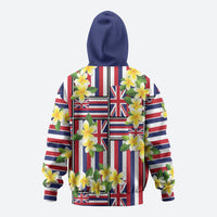 Hawaii Plumeria Lei Zip Hoodie Hawaiian Flag Motif