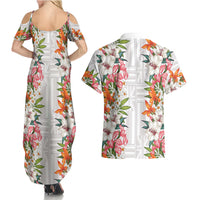 Hawaii Tropical Twist Lei Couples Matching Summer Maxi Dress and Hawaiian Shirt Hawaiian Flag Motif LT9 - Polynesian Pride