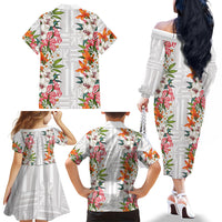 Hawaii Tropical Twist Lei Family Matching Off The Shoulder Long Sleeve Dress and Hawaiian Shirt Hawaiian Flag Motif LT9 - Polynesian Pride