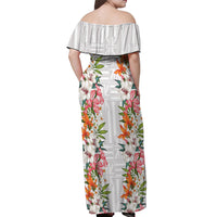 Hawaii Tropical Twist Lei Off Shoulder Maxi Dress Hawaiian Flag Motif LT9 - Polynesian Pride