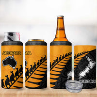 Australia New Zealand Rugby 4 in 1 Can Cooler Tumbler Gold Aboriginal Wallabies and Maori Black Fern LT9 - Polynesian Pride