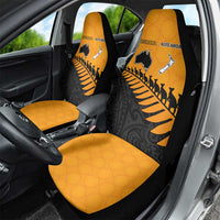 Australia New Zealand Rugby Car Seat Cover Gold Aboriginal Wallabies and Maori Black Fern LT9 - Polynesian Pride