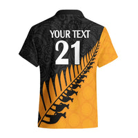 Custom Australia Wallabies and Aotearoa Rugby Hawaiian Shirt Kangaroo Black Fern Maori Gold Vibe LT9 - Polynesian Pride
