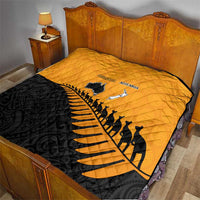 Australia New Zealand Rugby Quilt Gold Aboriginal Wallabies and Maori Black Fern - Polynesian Pride