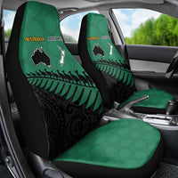 Australia New Zealand Rugby Car Seat Cover Green Aboriginal Wallabies and Maori Black Fern LT9 - Polynesian Pride