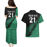 Custom Australia Wallabies and Aotearoa Rugby Couples Matching Puletasi Dress and Hawaiian Shirt Kangaroo Black Fern Maori Green Vibe LT9 - Polynesian Pride