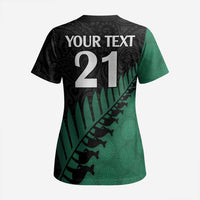 Australia New Zealand Rugby Scrub Top Green Aboriginal Wallabies and Maori Black Fern - Polynesian Pride