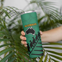 Australia New Zealand Rugby Skinny Tumbler Green Aboriginal Wallabies and Maori Black Fern LT9 - Polynesian Pride