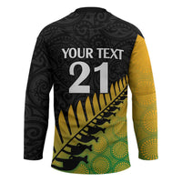 Australia New Zealand Rugby Custom Hockey Jersey Gradient Aboriginal Wallabies and Maori Black Fern LT9 - Polynesian Pride