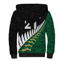 Custom South Africa and Aotearoa Rugby Sherpa Hoodie Springboks Black Fern Maori Vibe LT9 - Polynesian Pride