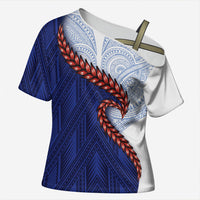 Ula Fala Red Samoa Chief Cross Shoulder Shirt Samoan Art Black Tribal