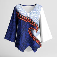 Ula Fala Red Samoa Chief Kimono Sleeve Blouse Samoan Art Black Tribal