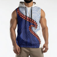 Ula Fala Red Samoa Chief Sleeveless Hoodie Samoan Art Black Tribal