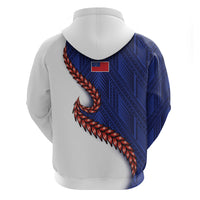 Ula Fala Red Samoa Chief Zip Hoodie Samoan Art Black Tribal