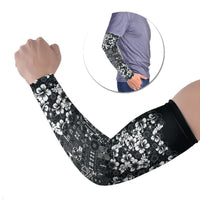 Black Hawaiian Tapa Tribal Hibiscus Arm Sleeves
