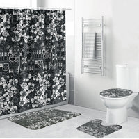 Black Hawaiian Tapa Tribal Hibiscus Bathroom Set