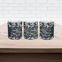 Black Hawaiian Tapa Tribal Hibiscus Ceramic Mug