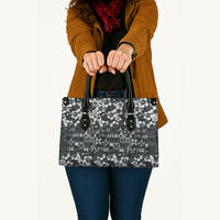 Black Hawaiian Tapa Tribal Hibiscus Leather Bag