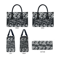 Black Hawaiian Tapa Tribal Hibiscus Leather Bag
