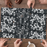 Black Hawaiian Tapa Tribal Hibiscus Puzzle
