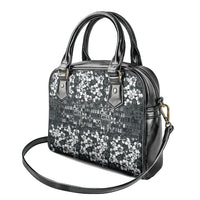 Black Hawaiian Tapa Tribal Hibiscus Shoulder Handbag