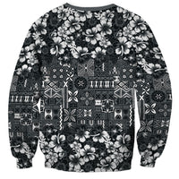 Black Hawaiian Tapa Tribal Hibiscus Sweatshirt