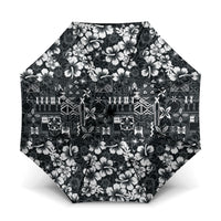 Black Hawaiian Tapa Tribal Hibiscus Umbrella