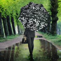 Black Hawaiian Tapa Tribal Hibiscus Umbrella