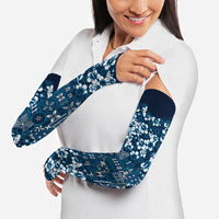 Blue Hawaiian Tapa Tribal Hibiscus Arm Sleeves