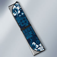 Blue Hawaiian Tapa Tribal Hibiscus Auto Sun Shade