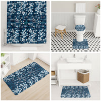 Blue Hawaiian Tapa Tribal Hibiscus Bathroom Set